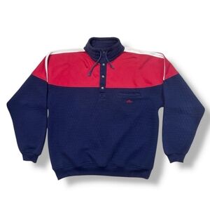 GREENLINE INTERNATIONAL Quilted Mock Neck Snap Henley Pullover VINTAGE